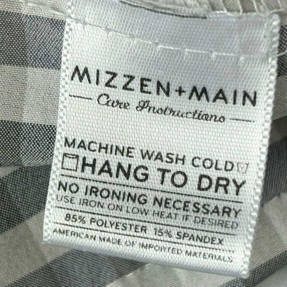 Mizzen Main Shirt Mens XL Trim Fit Performance Button Up‎ Gray White Check